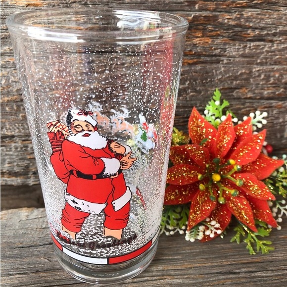 Set of 3 Vintage Firna Seasons Greetings Santa glasses Reindeer Vtg glassware❤️ - Picture 8 of 11